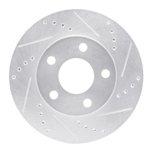 Chevrolet Classic Brake Rotor (1) - Front Right - R1 Concepts - Drilled & Slotted - Silver - `97-`05